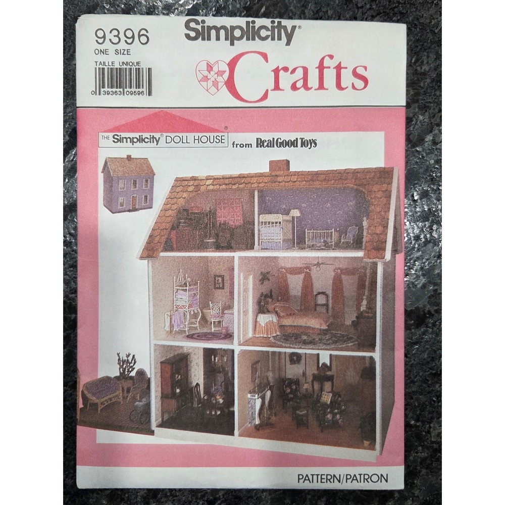 Simplicity 9396 Dollhouse Furnishing Pattern Real Good Toys 1:12 Scale Vintage